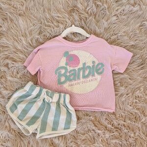 VINTAGE Malibu Barbie Kids Crop Top & Short Set